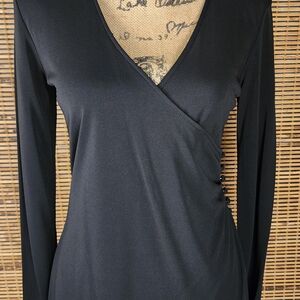 Talbots Black Wrap Blouse with Long Sleeves